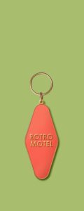 Red keychain that says Rotro Motel.
